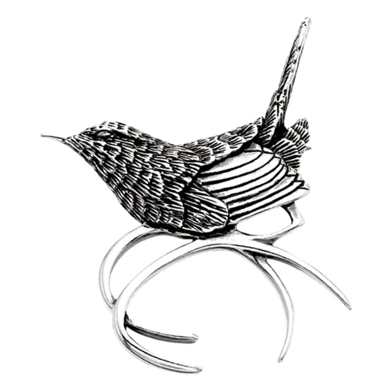 Carolina Wren Pin or Pendant in Sterling Silver