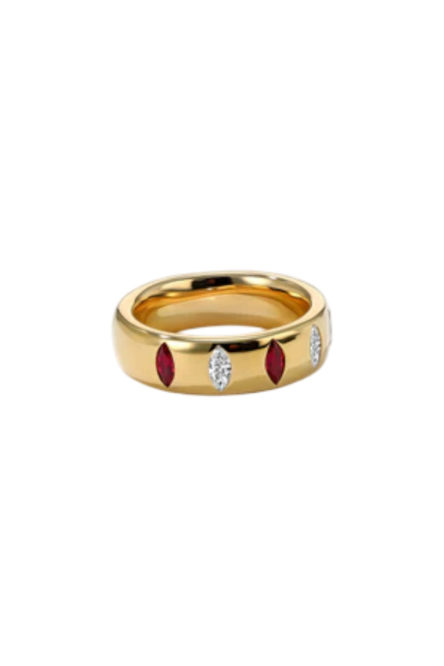 Guardian 0.48ct Ruby and 0.22ct Diamond Ring in 18K Yellow Gold, size 6.5