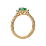 0.59ct Emerald Cut Zambian Emerald and 0.26ct Diamond 3-Stone Ring in 18K Yellow Gold, Size 6