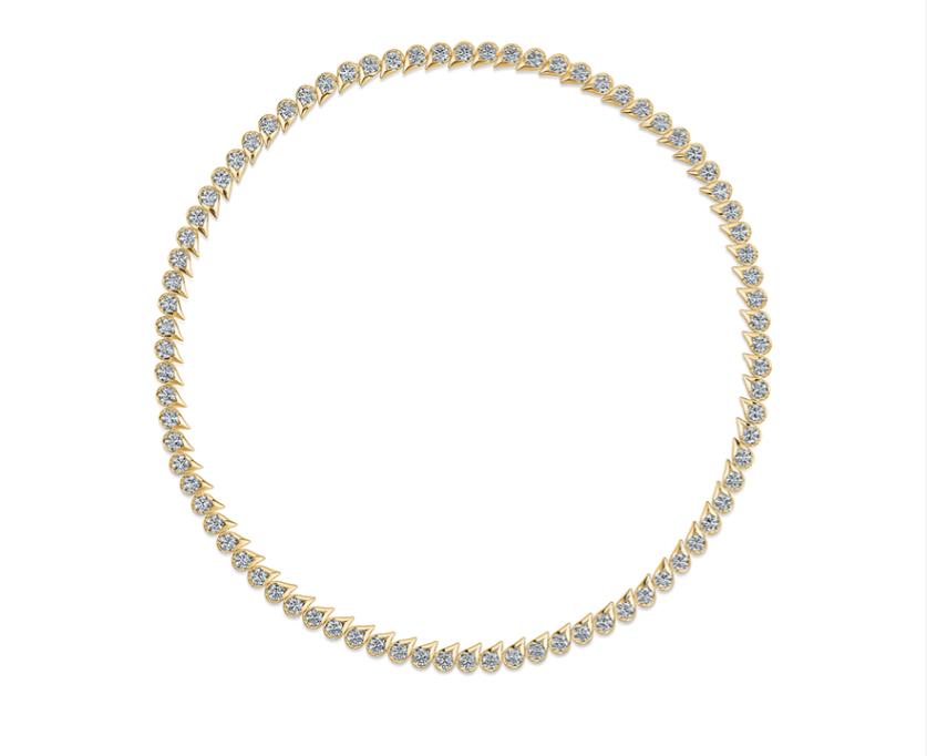 Droplet 25.00-26.15ct Diamond Necklace in 18K Yellow Gold, 18"