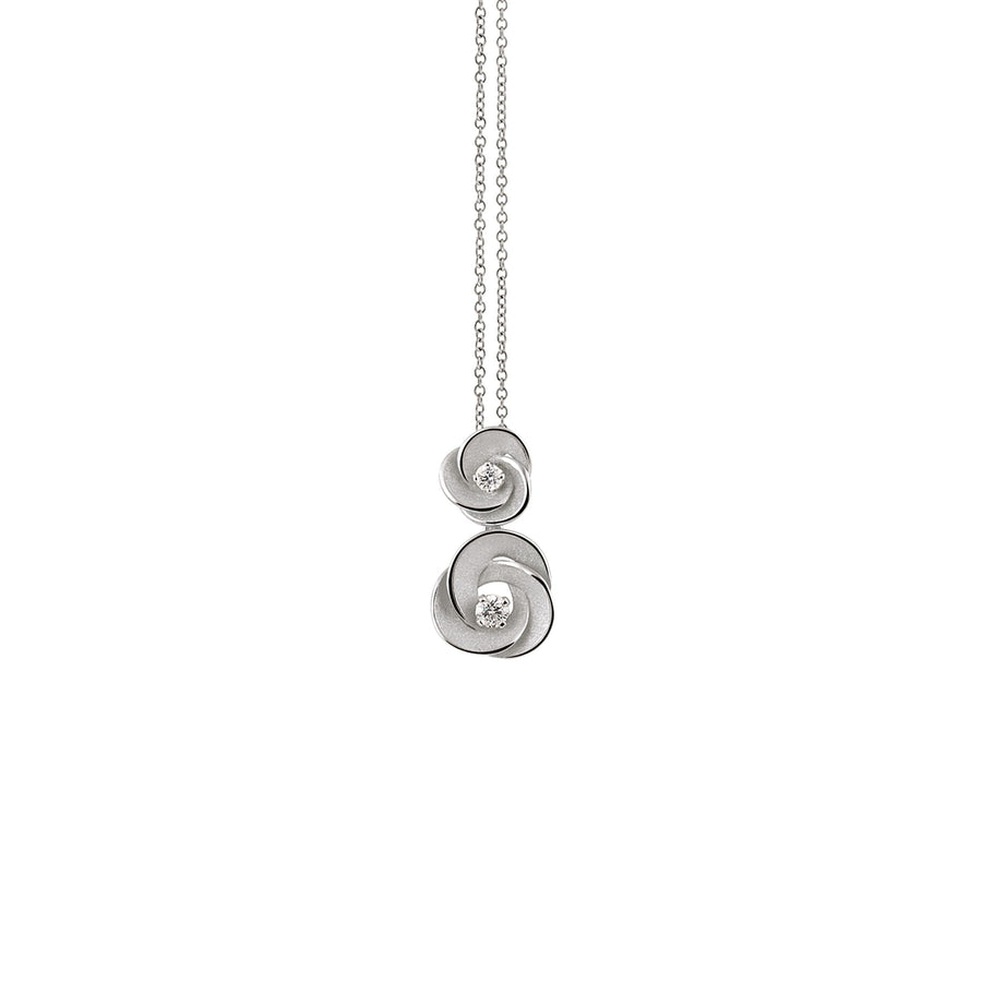 Desert Rose 0.16ct Diamond Drop Pendant in 18K White Ice Gold, 18" chain