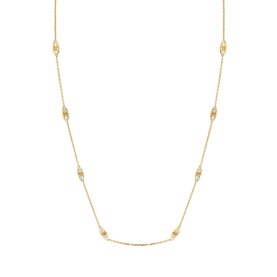 Scallop Silhouette 0.62ct Diamond Station Necklace in 18K Yellow Gold, 18"