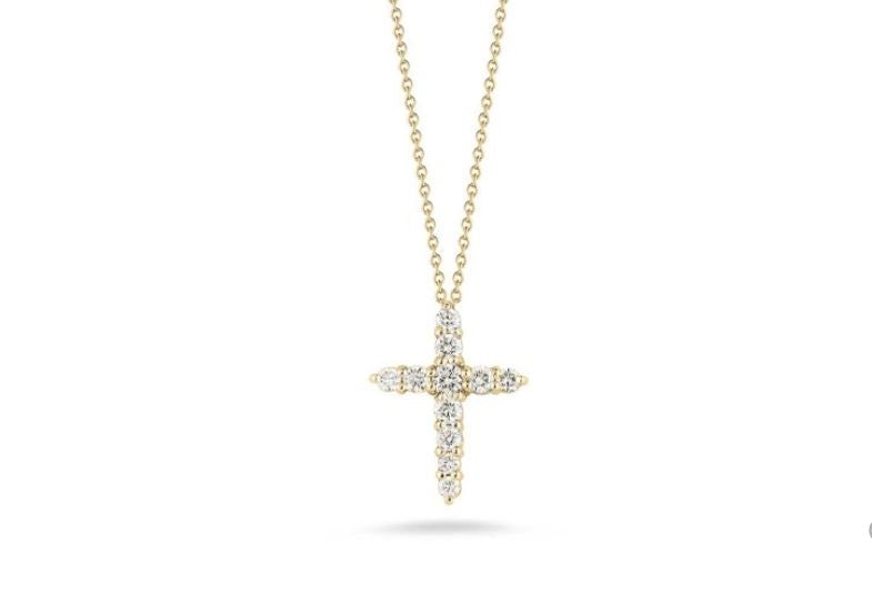 0.39Ct Diamond Cross Pendant on Chian in 18k Yellow Gold, 18in