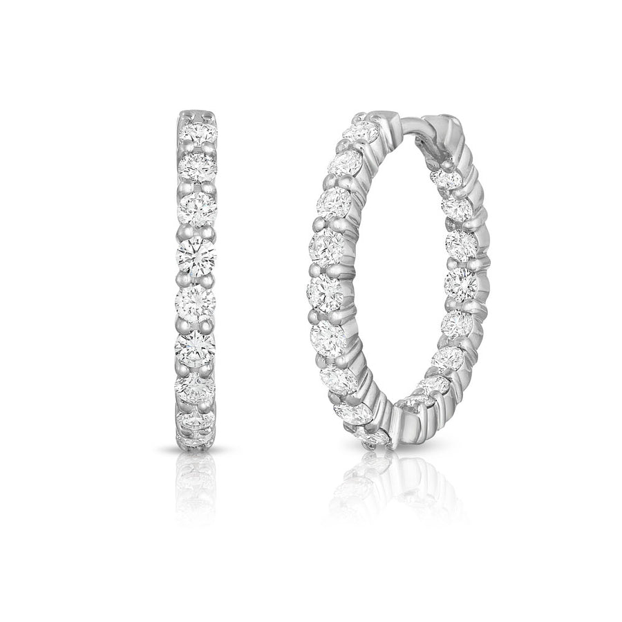 Perfect Diamond 1.95ct Diamond 23mm Inside Out Hoop Earrings in 18K White Gold