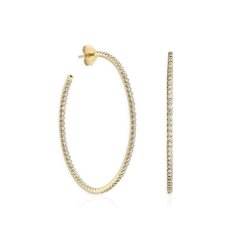 Micropave 1.40ct Diamond Extra Large Hoops in 18K Yellow Gold
