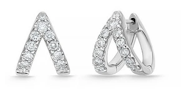Odessa 0.53-0.60CT Diamond Huggie Earrings in 18K White Gold