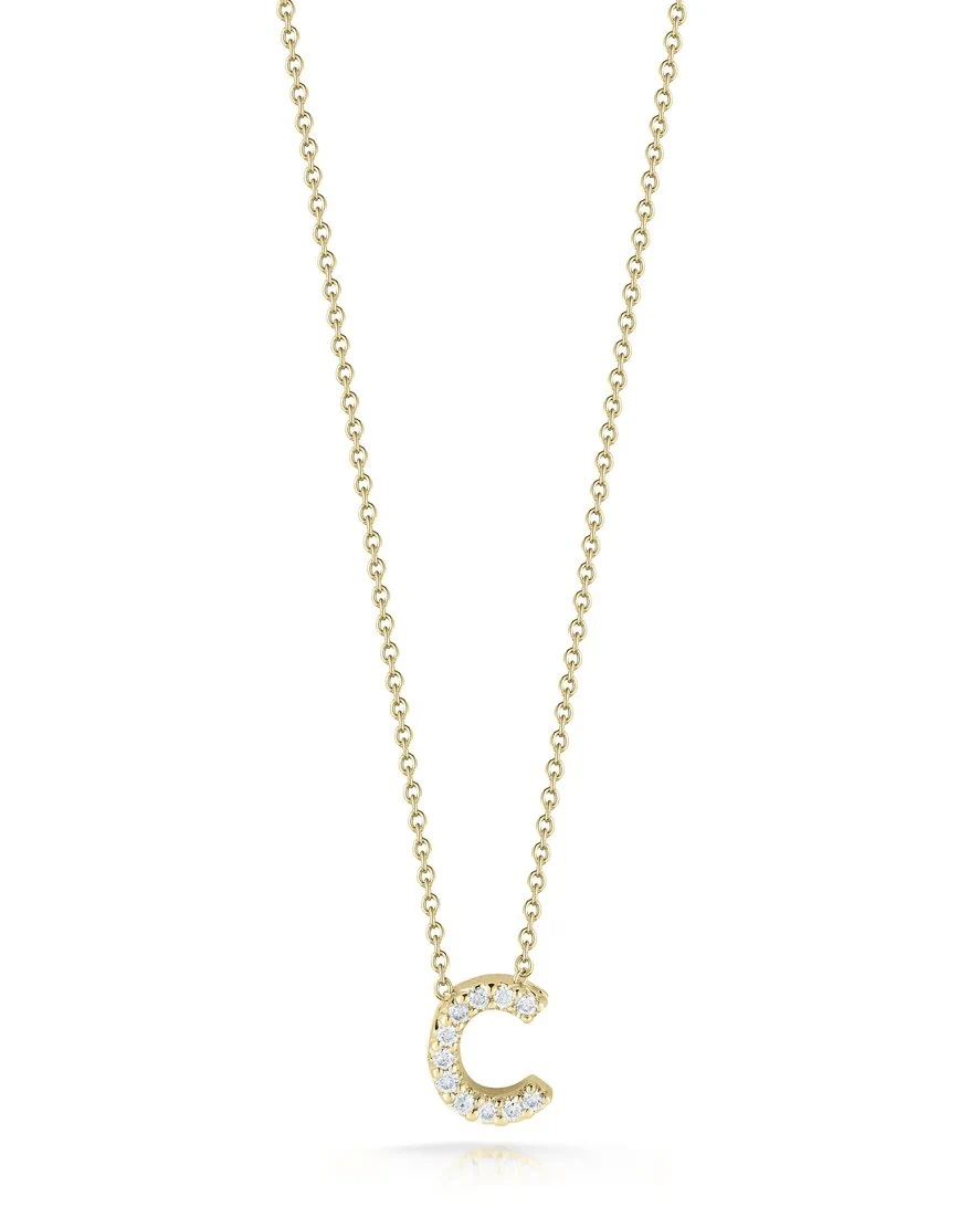 Tiny Treasures 0.06ct Diamond Love Letter "C" Pendant in 18K Yellow Gold on 16-18" chain