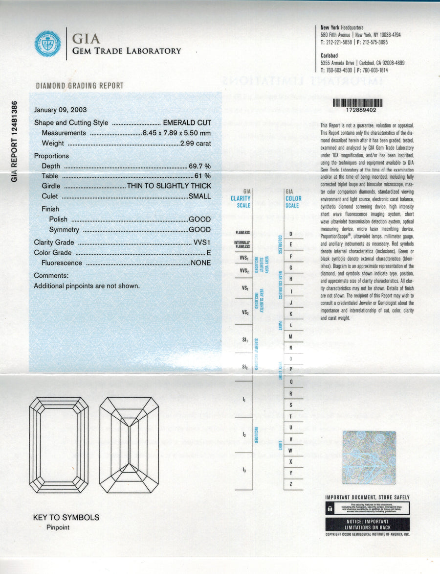 Artisan Pave 2.99ct Asher Cut Diamond, 1.31ct Asher Cut Diamond and 0.26ct Diamond 3 Stone Ring in Platinum, size 6.5