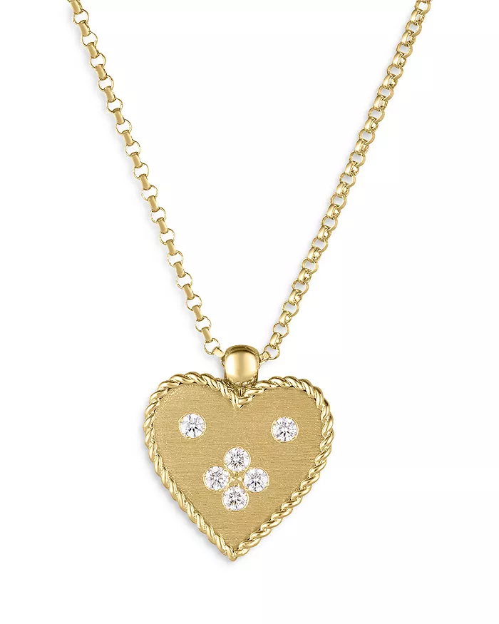 Venetian Princess Diamond Heart Pendant in 18K Yellow Gold, 18" chain