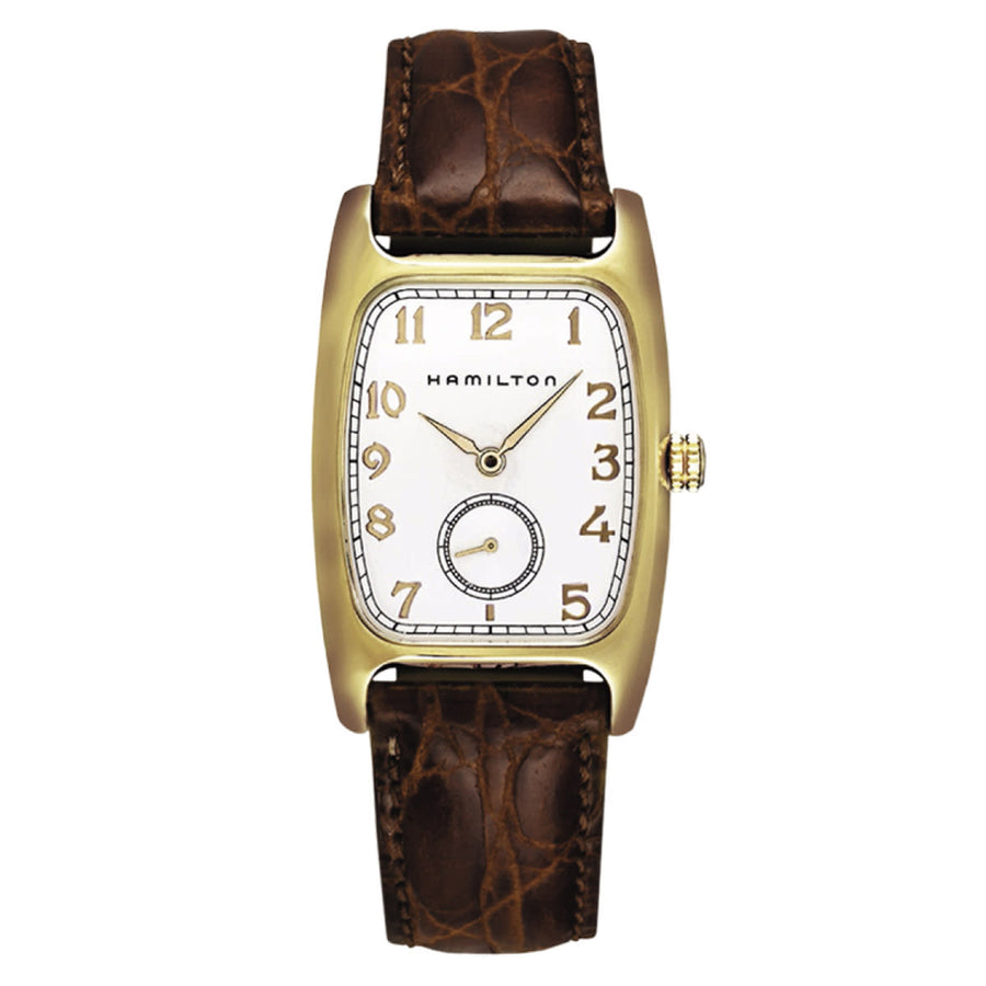 27x32mm American Classic Boulton Quartz Watch with White Dial in Stainless Steel with Yellow Gold PVD, Strap