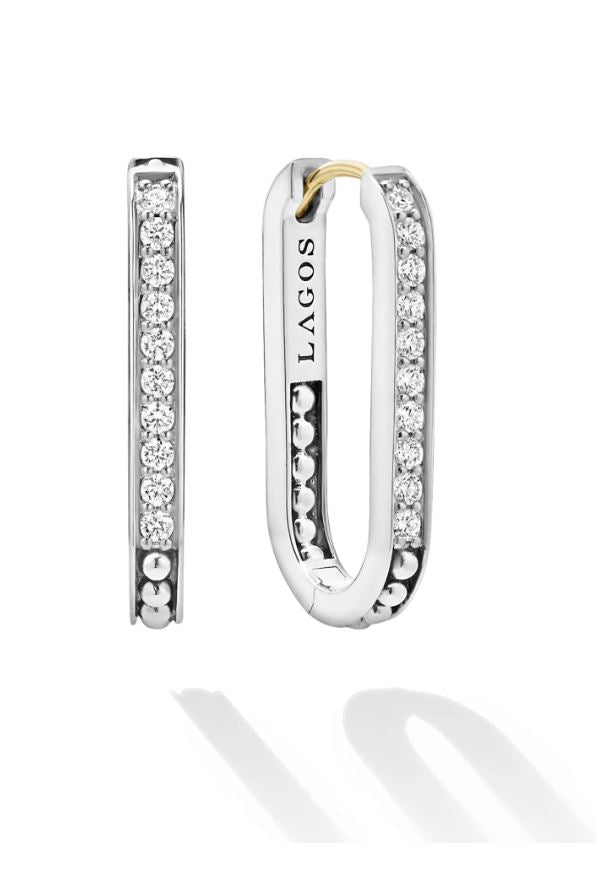 Caviar Spark 0.39Ct Diamond Linear Hoop Earrings in Sterling Silver