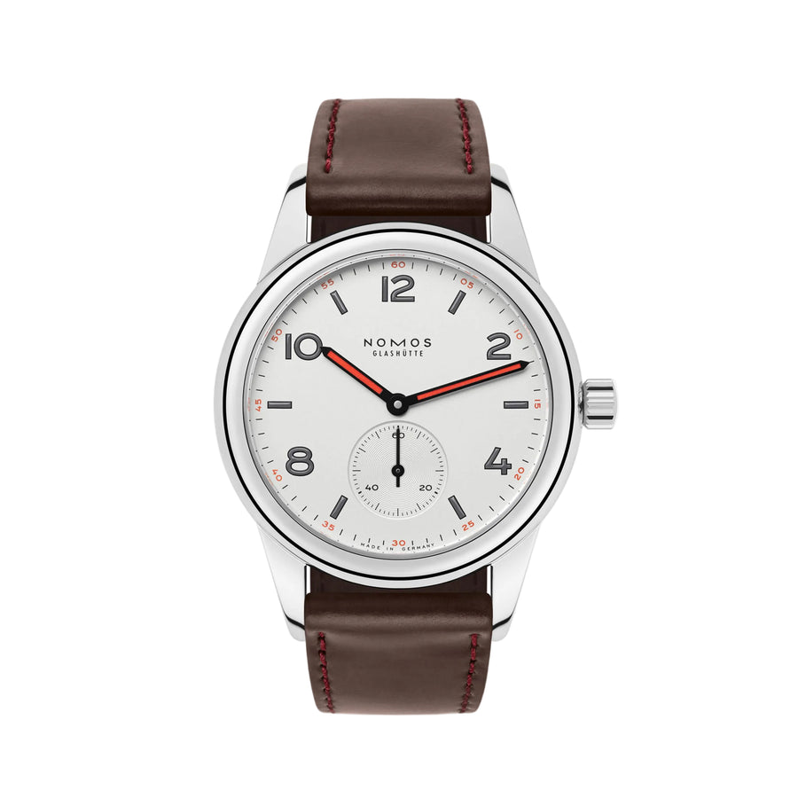 36mm Club Watch with White Dial in Stainless Steel, Strap