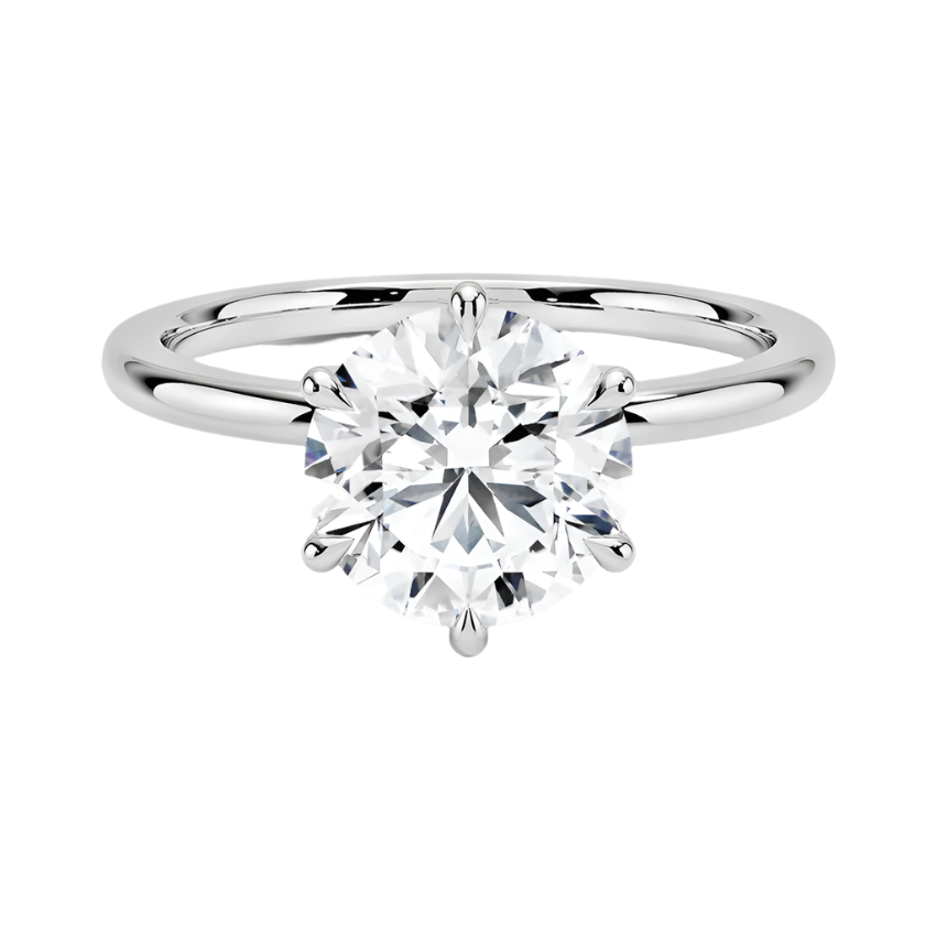Classic 6-Prong Ring Semi Mount in Platinum for 1.50ct. Round Center , Size 6