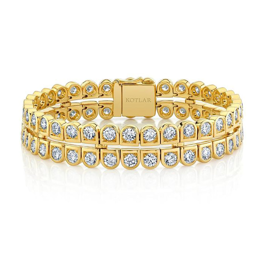 Scallop Silhouette 10.22ct Diamond Double Row Bracelet in 18K Yellow Gold, 6.75"