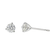 1.21ct Fire & Ice Round Brilliant Diamond 3 Prong Stud Earrings in 18K White Gold