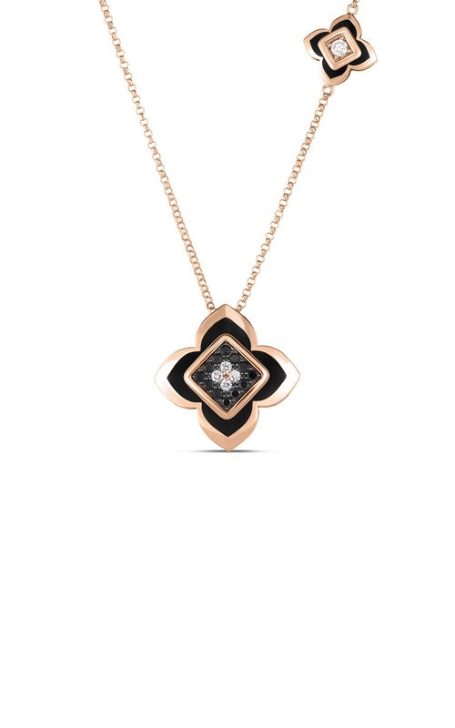 Palazzo Ducale 0.22Ct Diamond Flower Pendant in 18k Rose Gold, 18in
