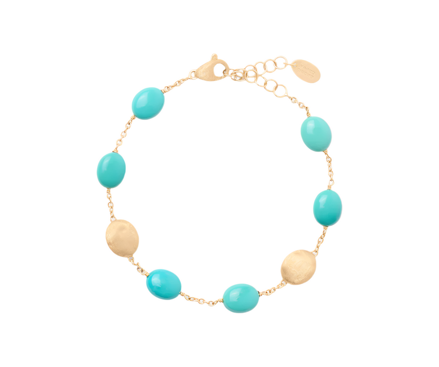 Siviglia Reconstituted Turquoise Stone Bracelet in 18K Yellow Gold