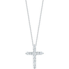 Tiny Treasures 0.88ct Diamond Small Cross Pendant in 18K White Gold, on 18" chain