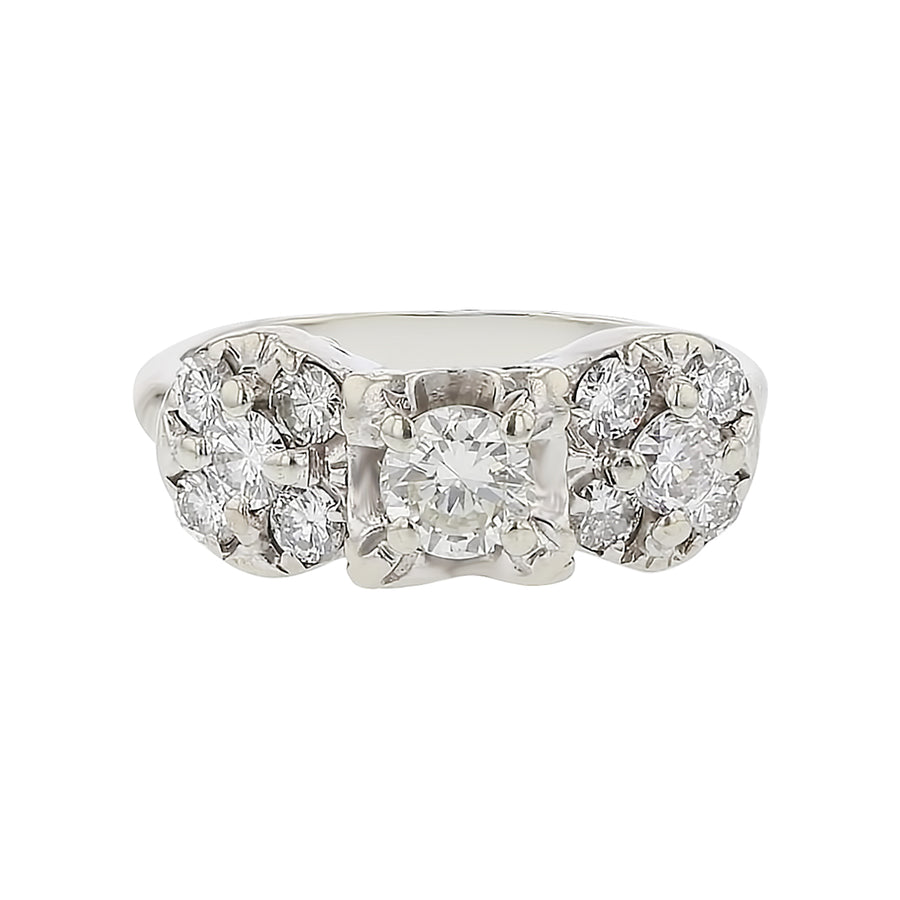 0.40ct Diamond and 0.86ct Diamond Ring in 10K White Gold (1960s), size 5