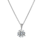 0.52ct Fire & Ice Round Brilliant Diamond and Solitaire Pendant with Chain in 18K White Gold, 18" chain