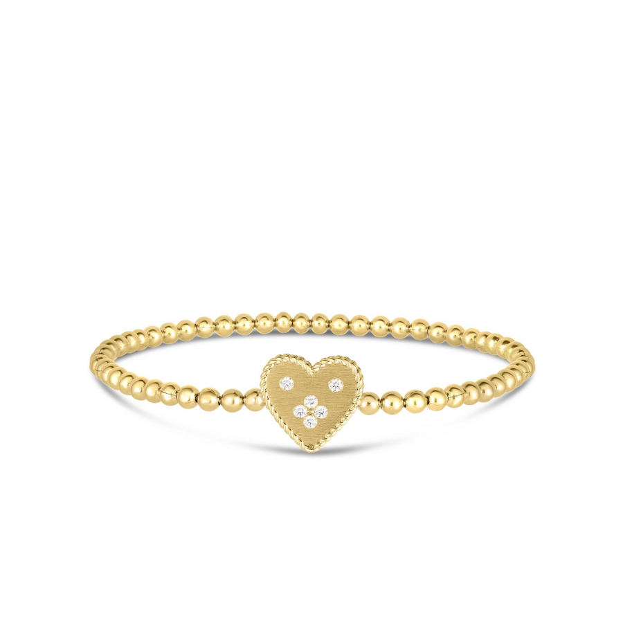 Venetian Princess 0.08Ct Diamond Heart Bracelet in 18K Yellow Gold