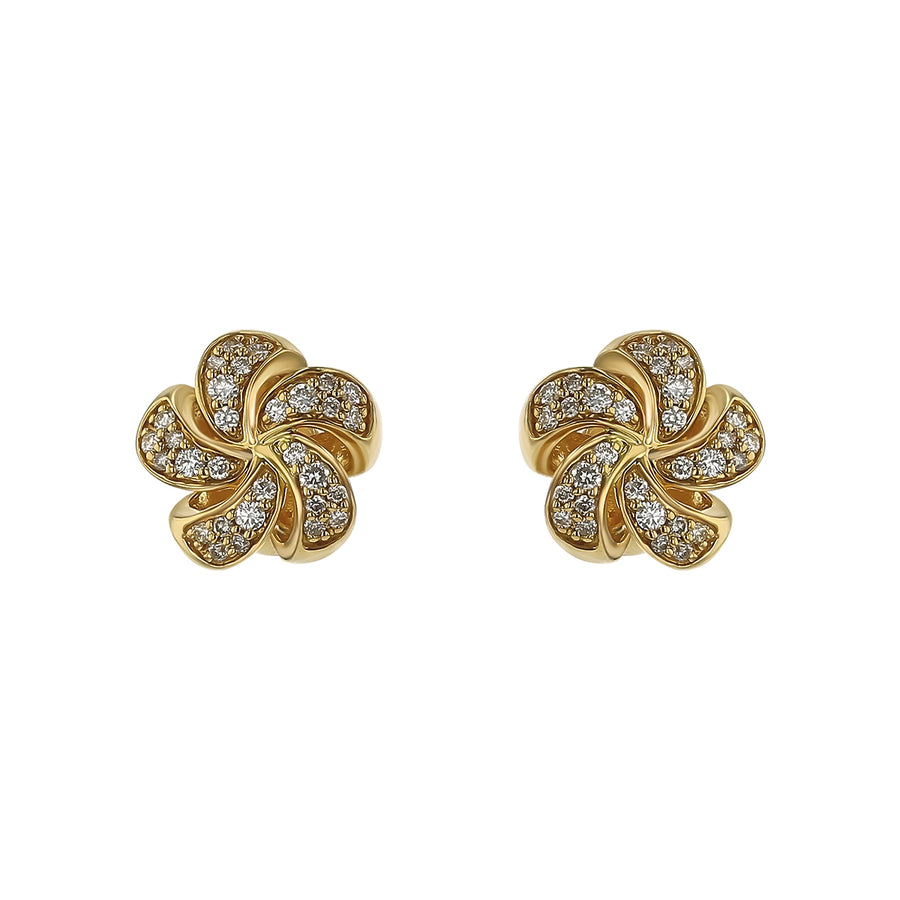 0.25ct Diamond Floral Earrings in 14K Yellow Gold