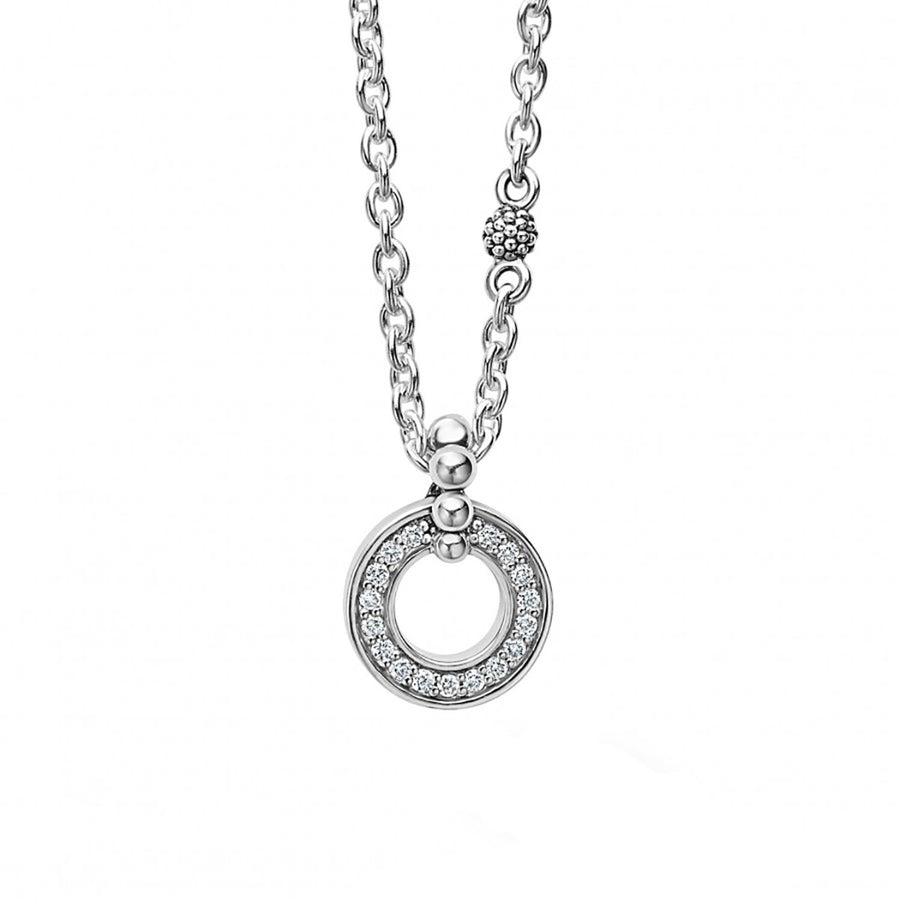 Caviar Spark 0.14ct Diamond 11mm Circle Pendant in Sterling Silver, 16-18" chain