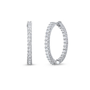 1.53Ct Diamond 25mm Small Hoop Earrings in 18K White Gold