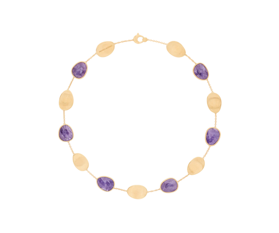 Lunaria Charoite Petal Necklace in 18K Yellow Gold, 17"
