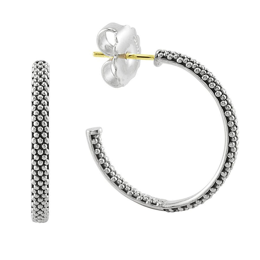 Signature Caviar Hoop Earrings in Sterling Silver