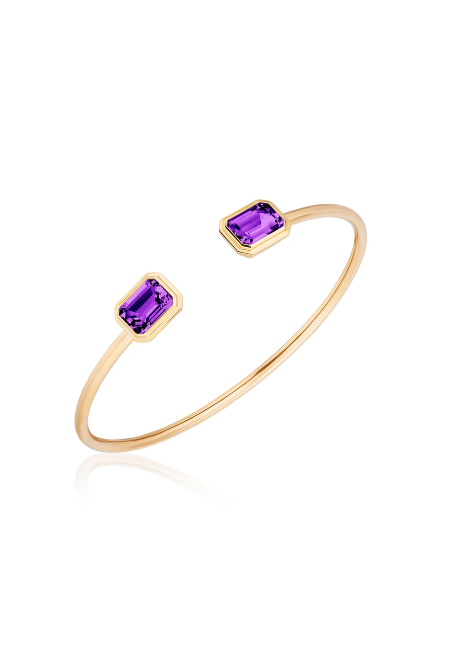 Manhattan 4.26ct Emerald Cut Amethyst Cuff Bracelet in 18K Yellow Gold