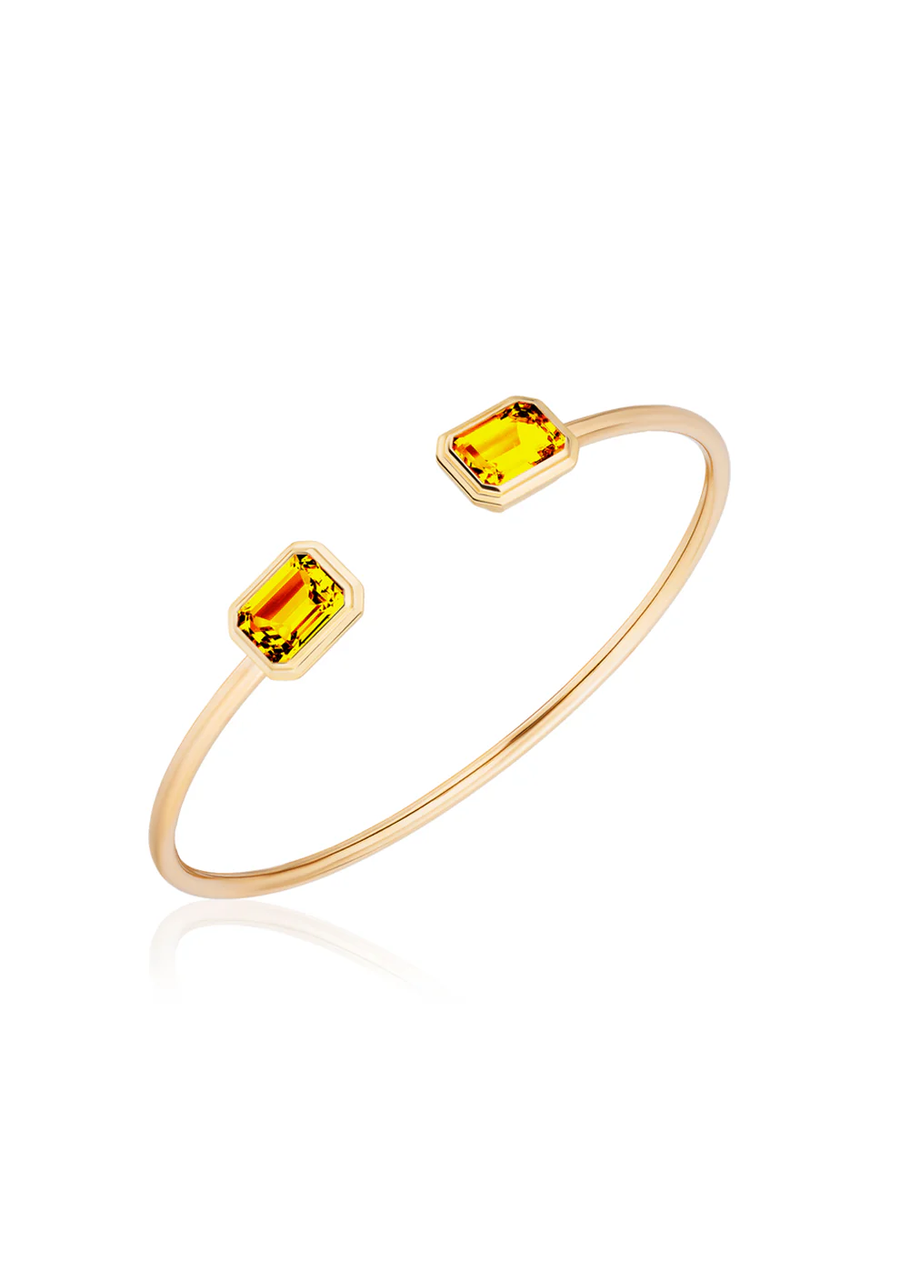 Manhattan 4.72ct Emerald Cut Citrine Cuff Bracelet in 18K Yellow Gold