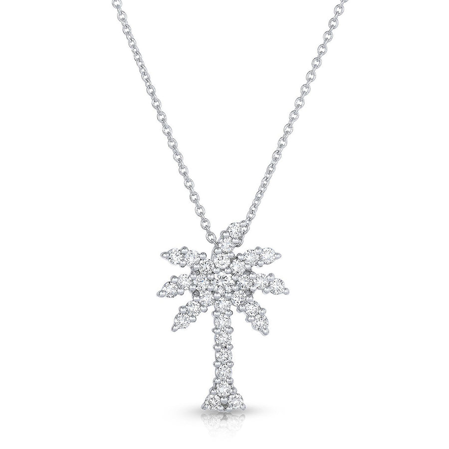 Tiny Treasures 0.54ct Diamond Large Palm Tree Pendant in 18K White Gold, 18" chain