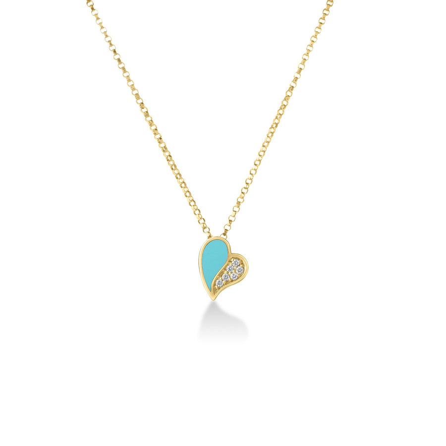 Amorino 0.03ct Diamond and Cyan Enamel Necklace in 18K Yellow Gold