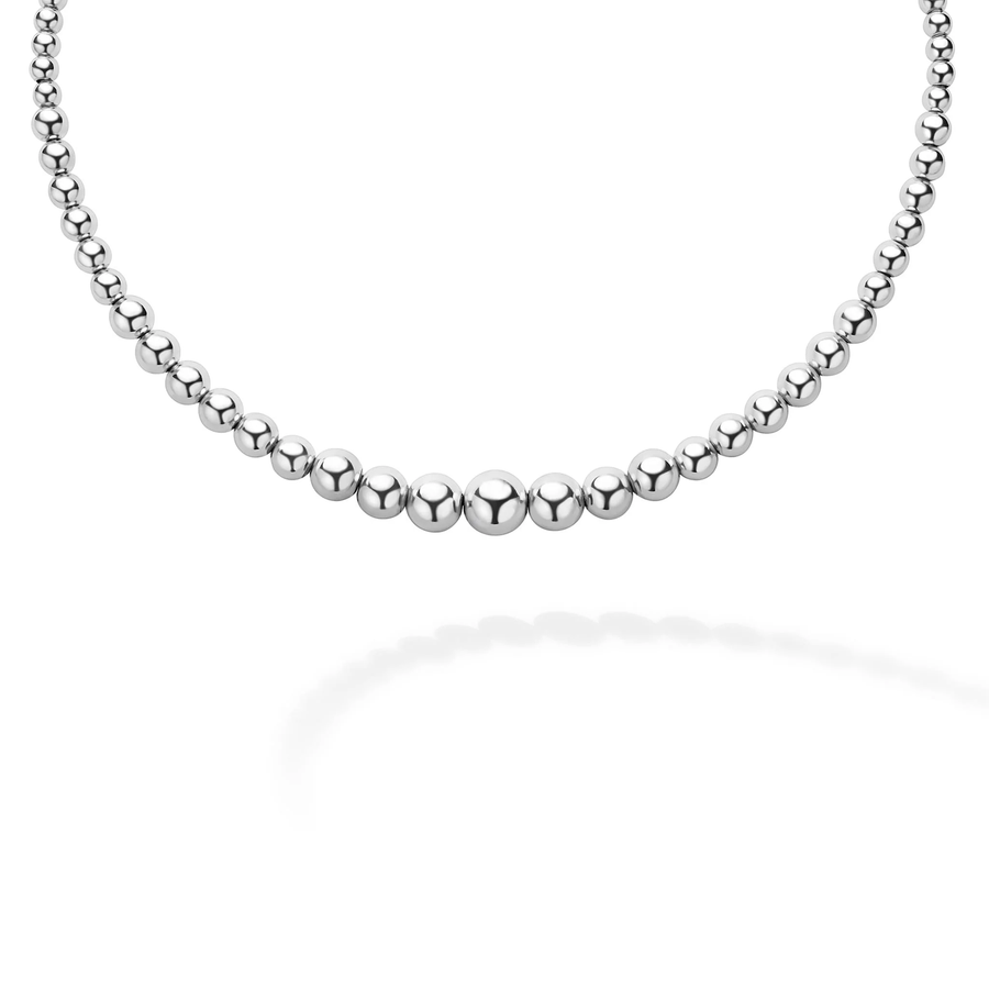 Caviar Bubbly Graduated Necklace in Sterling Silver, 16"