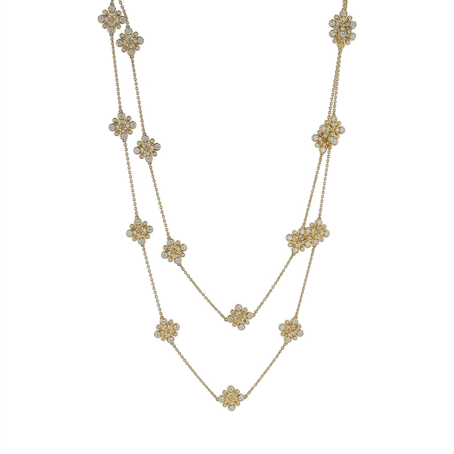 Scallop Jubilee 5.49ct Diamond Station Necklace in 18K Yellow Gold, 36"