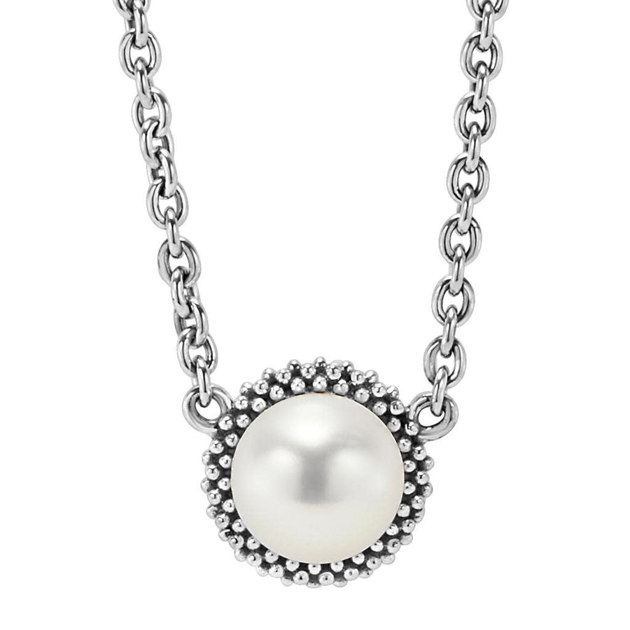 Luna Pearl Adjustable Pendant Necklace in Sterling Silver