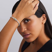 Cavair Lux Diamond 4mm Stretch Bracelet in Sterling Silver and 18K Yellow Gold, Size 7