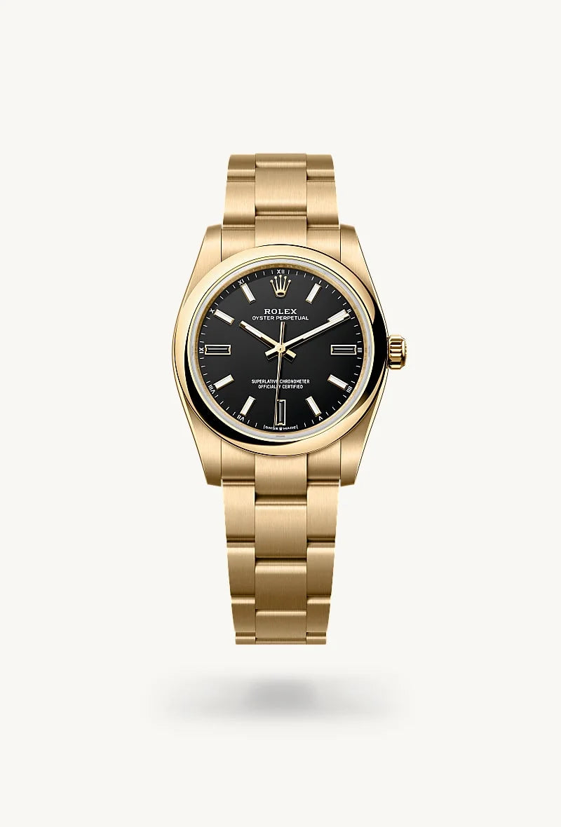 rolex Oyster Perpetual in 18 kt yellow gold, M124208-0001 - Sylvan's Jewelers