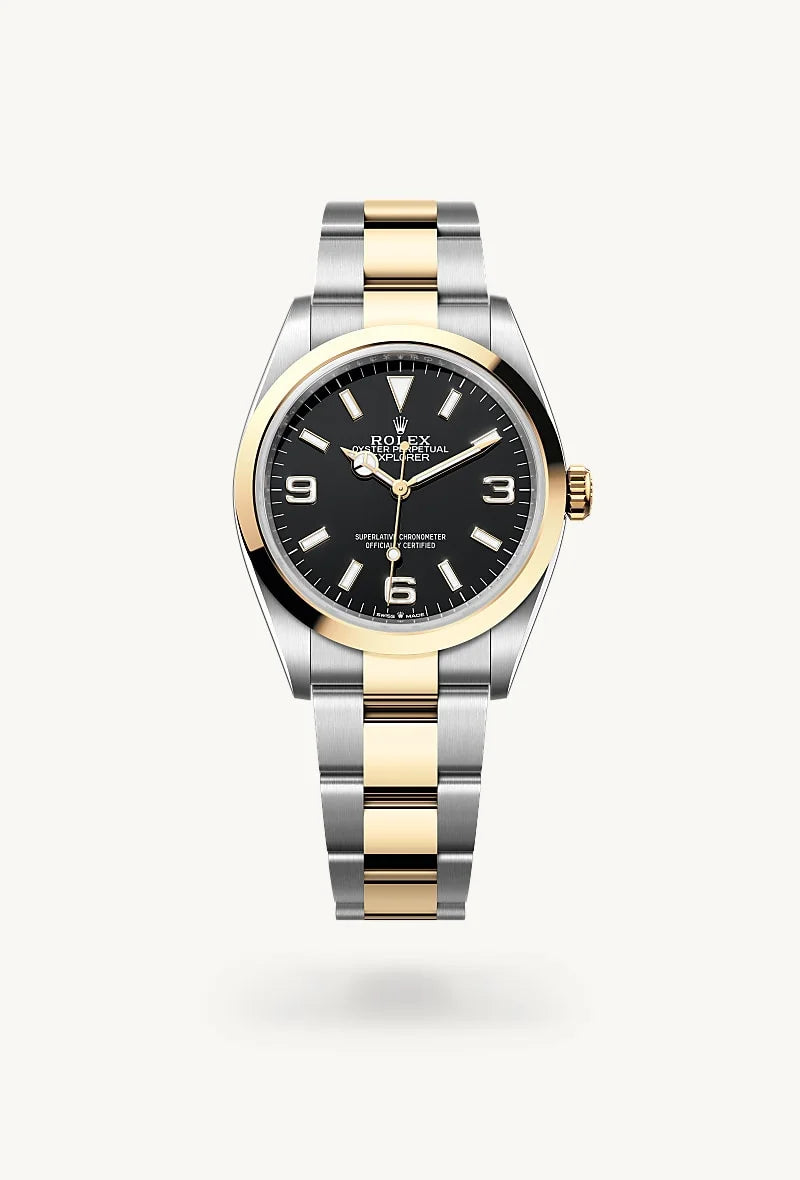 rolex Explorer in Yellow Rolesor - combination of Oystersteel and yellow gold, M124273-0001 - Sylvan's Jewelers