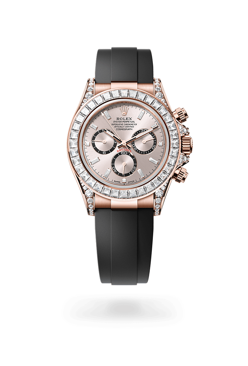 rolex Cosmograph Daytona in 18 kt Everose gold with lugs set with diamonds, M126535TBR-0002 - Sylvan's Jewelers