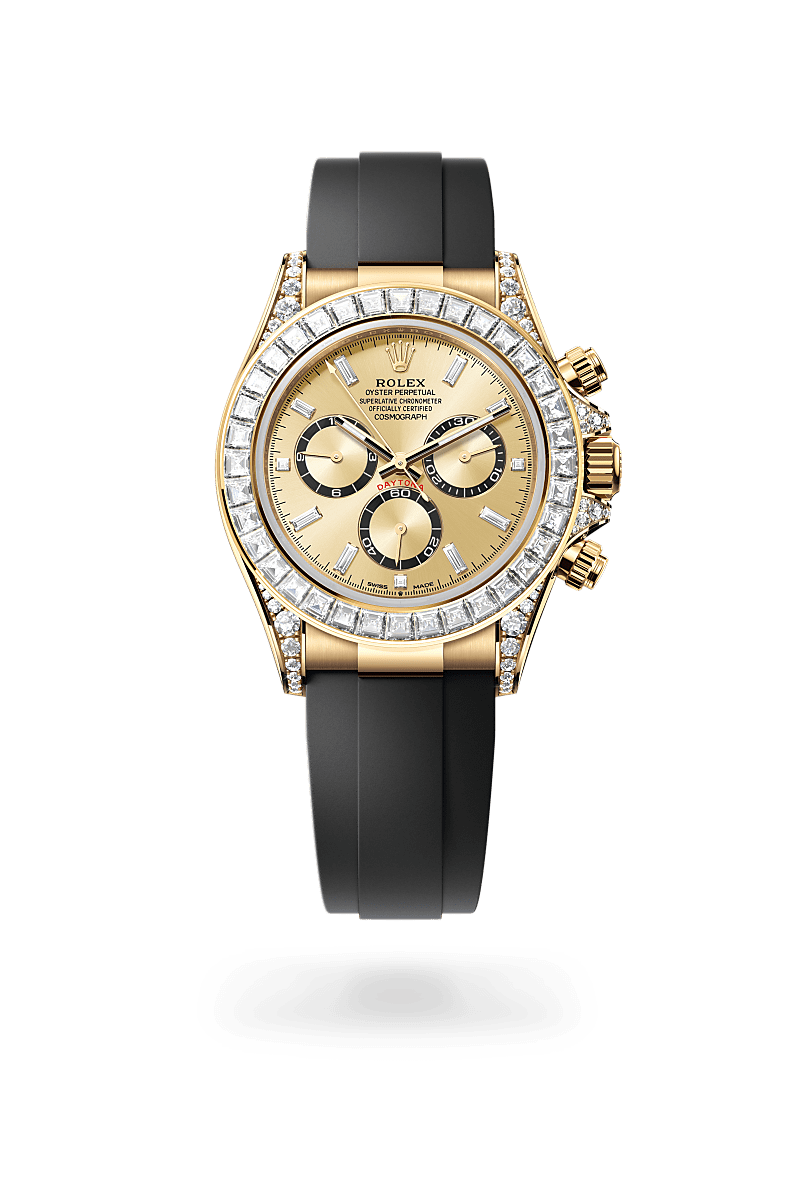 rolex Cosmograph Daytona in 18 kt yellow gold with lugs set with diamonds, M126538TBR-0004 - Sylvan's Jewelers