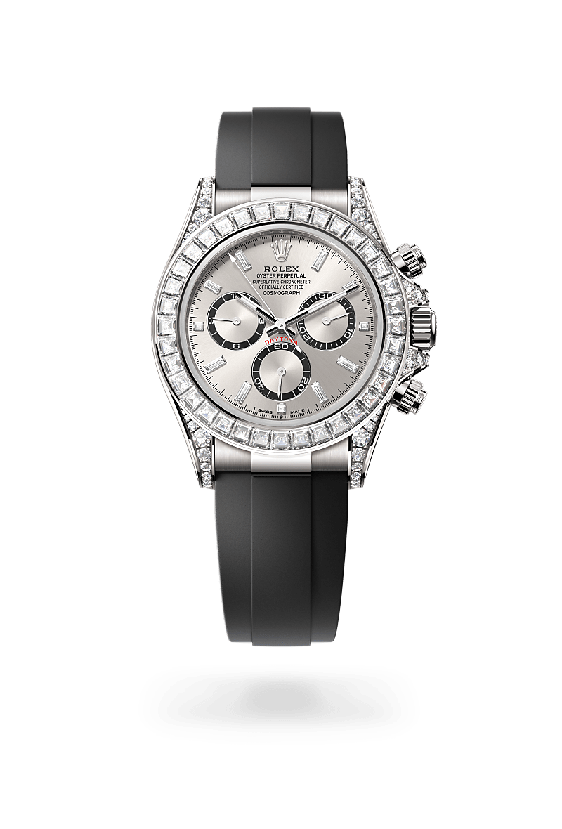 rolex Cosmograph Daytona in 18 kt white gold with lugs set with diamonds,  - Sylvans