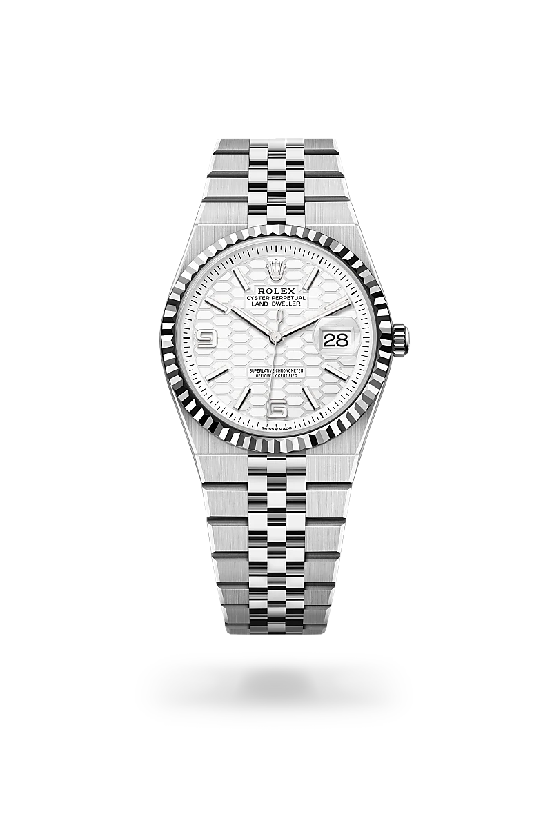 rolex Land-Dweller in White Rolesor - combination of Oystersteel and white gold, M127234-0001 - Sylvan's Jewelers