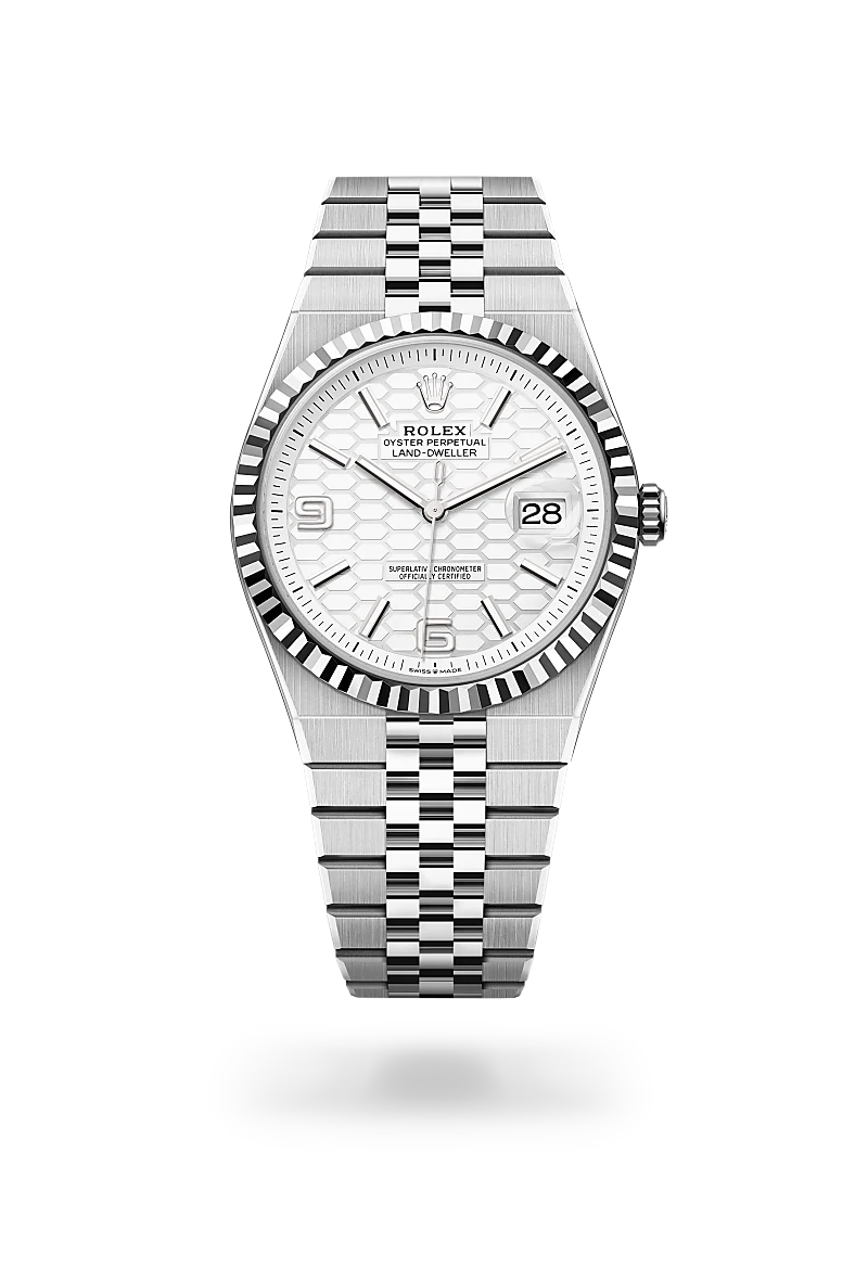 Rolex Land-Dweller in White Rolesor - combination of Oystersteel and white gold, M127334-0001 - Sylvans