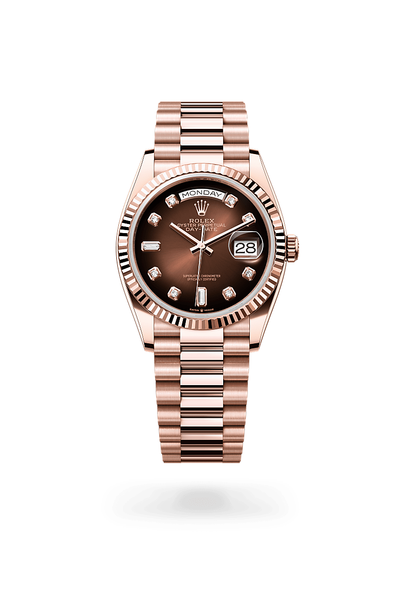 rolex Day-Date in 18 kt Everose gold, M128235-0037 - Sylvan's Jewelers