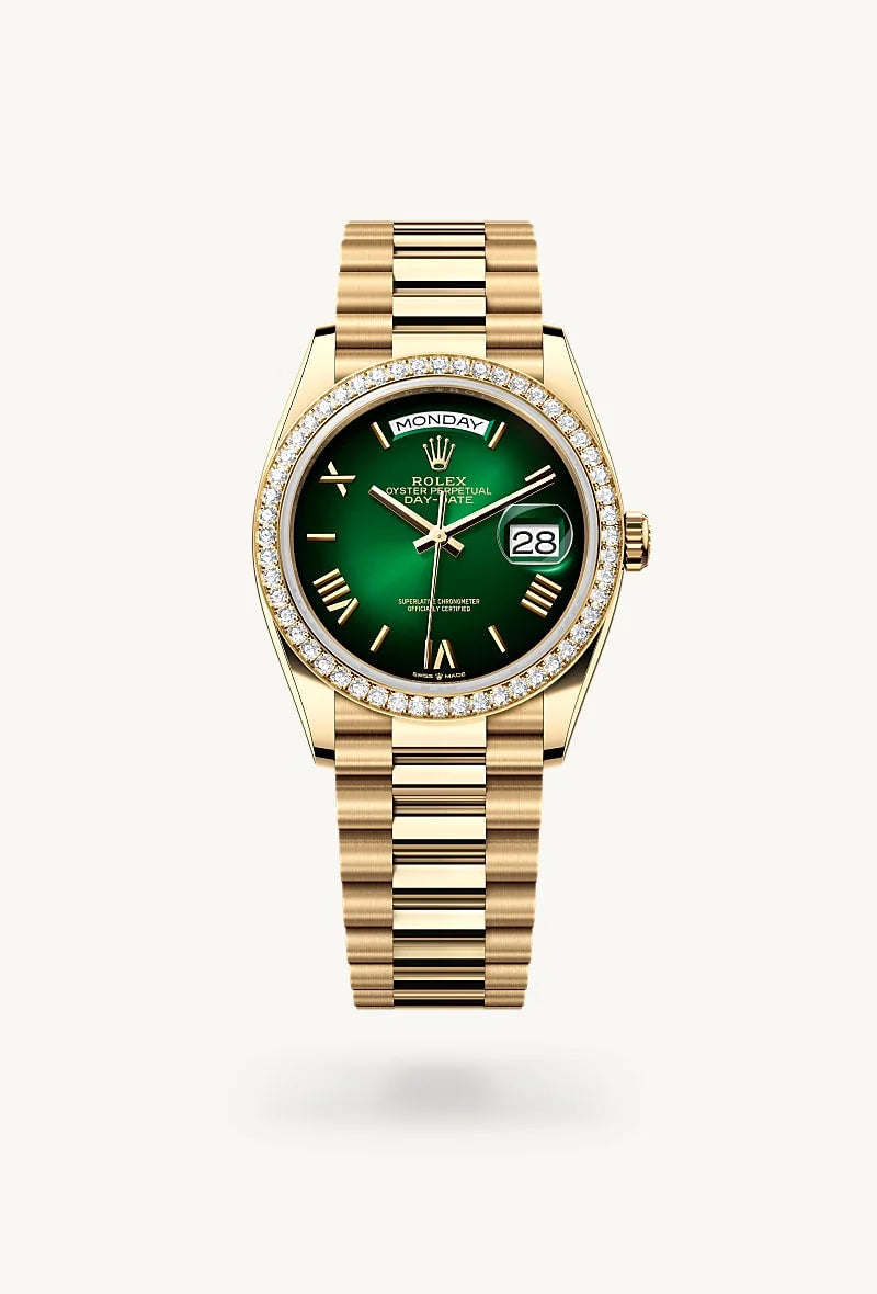 rolex Day-Date in 18 kt yellow gold, M128348RBR-0068 - Sylvan's Jewelers