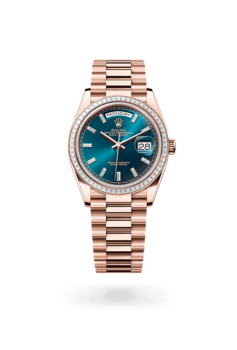 rolex Day-Date in 18 kt Everose gold, M128395TBR-0032 - Sylvan's Jewelers