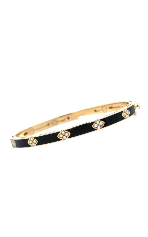 Love in Verona 0.14ct Diamond Bangle Bracelet in 18K Yellow Gold and Black Enamel