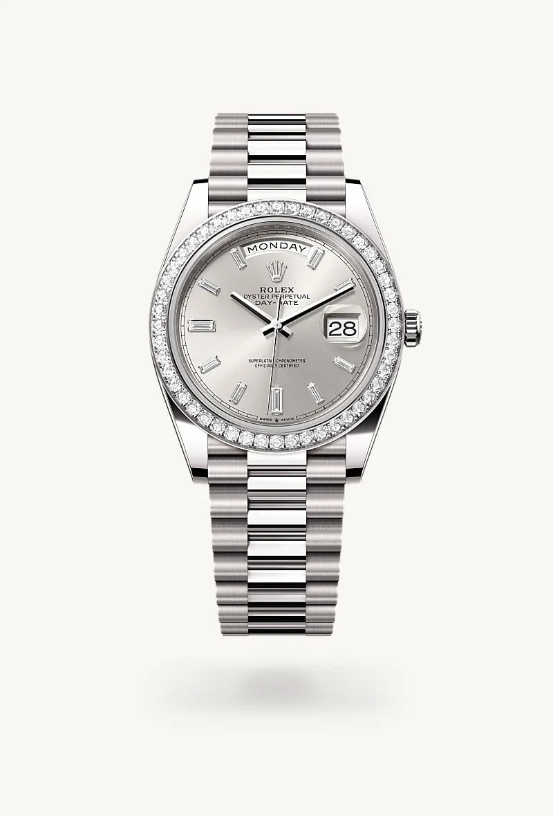 rolex Day-Date in 18 kt white gold, M228349RBR-0001 - Sylvan's Jewelers